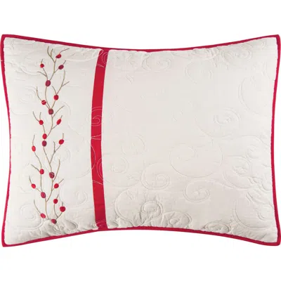 C & F Home C&f Home 20" X 26" Christmas Berry Wreath Quilted Standard Pillow Sham In White