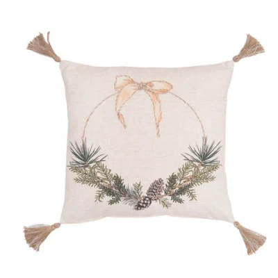 C & F Home C&f Home Pinecone Wreath Throw Pillow, 18" X 18" In Neutral