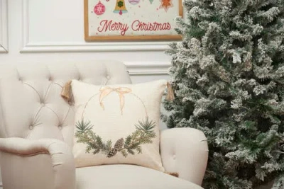 C & F Home C&f Home Pinecone Wreath Throw Pillow, 18" X 18" In Neutral