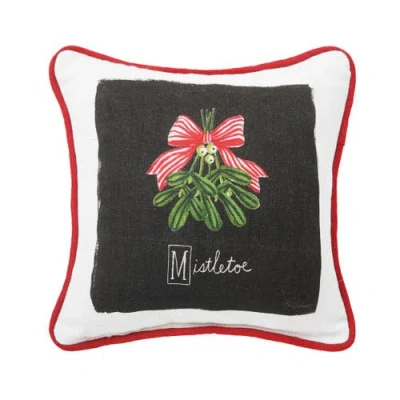 C & F Home C&f Home Mistletoe Alphabet Printed Small Christmas Accent Pillow, 8" X 8" In Black