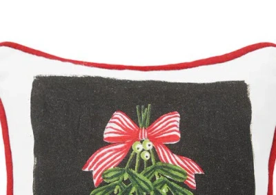 C & F Home C&f Home Mistletoe Alphabet Printed Small Christmas Accent Pillow, 8" X 8" In Black