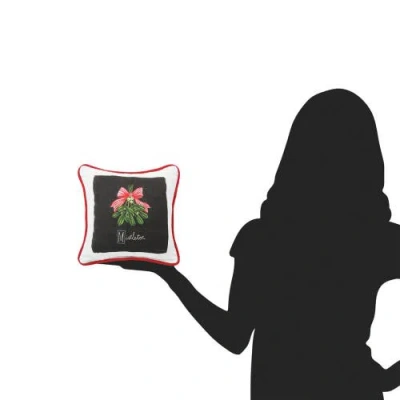 C & F Home C&f Home Mistletoe Alphabet Printed Small Christmas Accent Pillow, 8" X 8" In Black