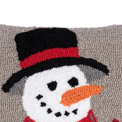 C & F Home C&f Home Snowman & Cardinals Hooked Throw Pillow, 16" X 16" In Gray