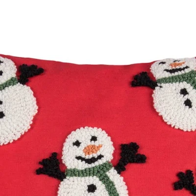 C & F Home C&f Home Snowman Party Hooked Throw Pillow, 18" X 18" In Red