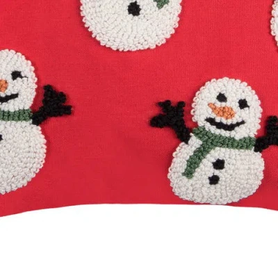 C & F Home C&f Home Snowman Party Hooked Throw Pillow, 18" X 18" In Red