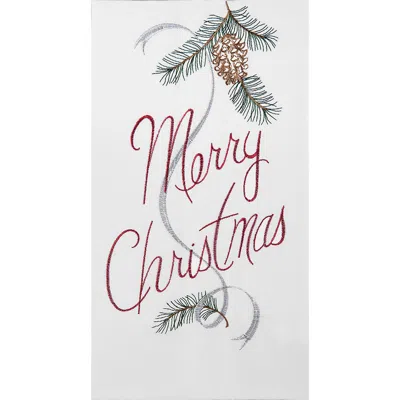 C & F Home C&f Home "merry Christmas" Sentiment With Pinecone Flour Sack Kitchen Towel Decor Decoration 27l X 1 In White