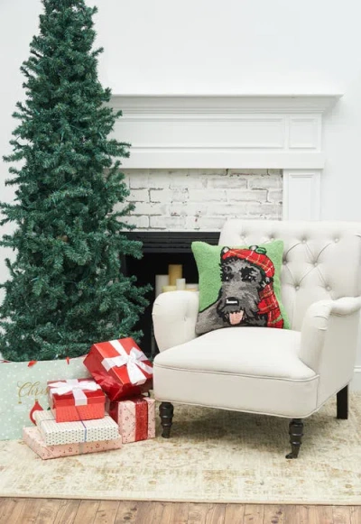 C & F Home C&f Home 18" Scottish Terrier Dog Puppy Christmas Hooked Accent Throw Pillow, 18" X 18" In Animal Print