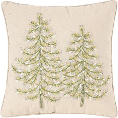 C & F Home C&f Home Winter Garden Ribbon Art Tree Throw Pillow, 16" X 16" In Neutral