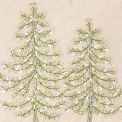 C & F Home C&f Home Winter Garden Ribbon Art Tree Throw Pillow, 16" X 16" In Neutral