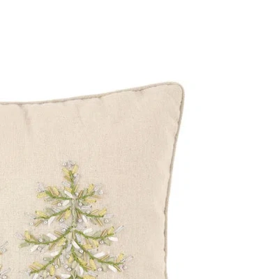 C & F Home C&f Home Winter Garden Ribbon Art Tree Throw Pillow, 16" X 16" In Neutral