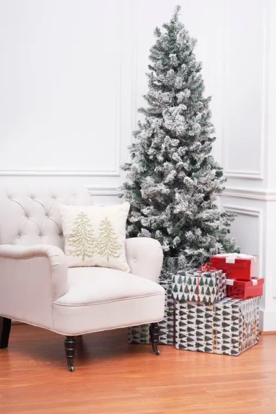 C & F Home C&f Home Winter Garden Ribbon Art Tree Throw Pillow, 16" X 16" In Neutral