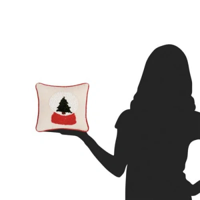 C & F Home C&f Home Snow Globe Christmas Tree French Knot Small Petite Size Accent Pillow, 8" X 8" In Neutral