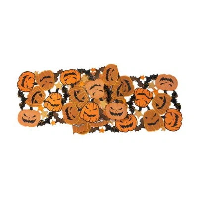C & F Home C&f Home Jack O' Lantern & Bat Table Runner 14" X 68" In Orange