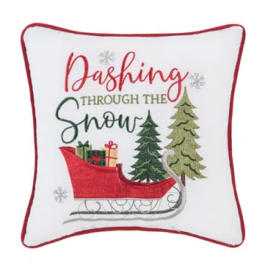 C & F Home C&f Home Dashing Through The Snow Small Christmas Accent Pillow, 10" X 10" In White