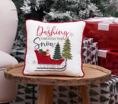 C & F Home C&f Home Dashing Through The Snow Small Christmas Accent Pillow, 10" X 10" In White