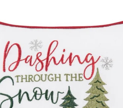 C & F Home C&f Home Dashing Through The Snow Small Christmas Accent Pillow, 10" X 10" In White