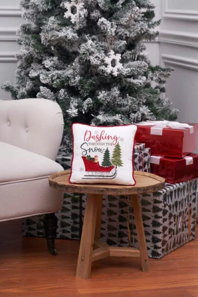 C & F Home C&f Home Dashing Through The Snow Small Christmas Accent Pillow, 10" X 10" In White