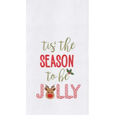 C & F Home C&f Home "tis The Season To Be Jolly" Sentiment With Red Nose Reindeer  Cotton Flour Sack Kitchen Di In Multi