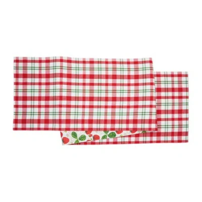 C & F Home C&f Home Strawberry Patch & Plaid Table Runner 14" X 72" In Multi