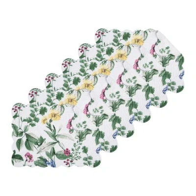 C & F Home C&f Home Marcy Blooms Scalloped Placemats Set Of 6 Floral Design All, 13" X 19" In Multi