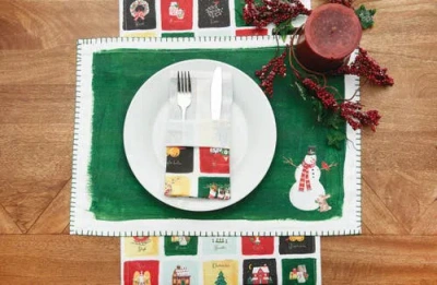 C & F Home C&f Home Snowman Alphabet Printed Placemats Set Of 6 Watercolor Green, 14" X 20" In Green