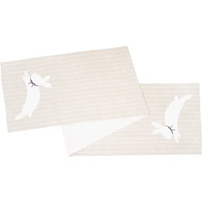 C & F Home C&f Home White Bunny Hop Stripe Table Runner 14" X 72" In Neutral