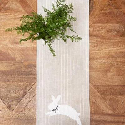 C & F Home C&f Home White Bunny Hop Stripe Table Runner 14" X 72" In Neutral