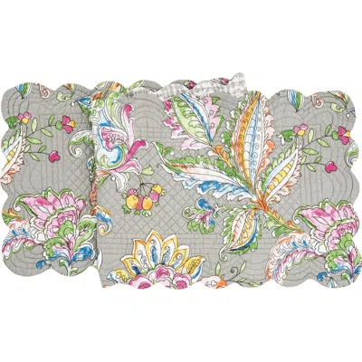C & F Home C&f Home Frey Quilted Reversible Colorful Paisley Table Runner 14" X 51" In Gray
