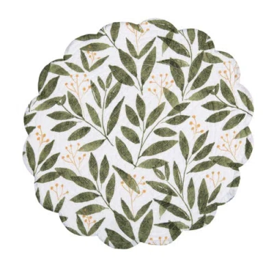 C & F Home C&f Home Joelle Floral Flowers Palm Leaf Vibrant Scalloped Round Placemats Set Of 6, 17" In Green