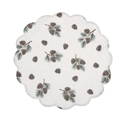 C & F Home C&f Home Greenstone Pines Round Scalloped Placemats Set Of 6 Black Bear Moose, 17" In Green