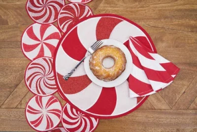 C & F Home C&f Home Peppermint Table Runner 13" X 51" In Red