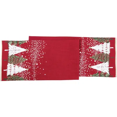 C & F Home C&f Home Snowy Trees Table Runner 13.5" X 72" In Red