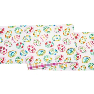 C & F Home C&f Home Easter Egg Charm & Plaid Table Runner 14" X 72" In Green