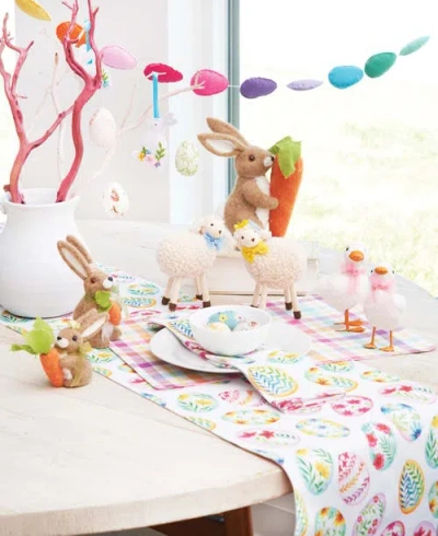 C & F Home C&f Home Easter Egg Charm & Plaid Table Runner 14" X 72" In Green