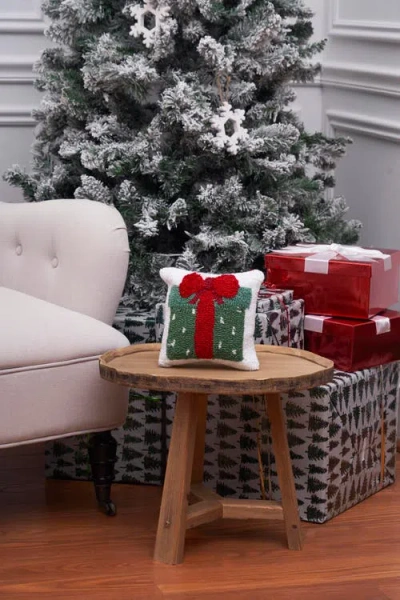 C & F Home C&f Home Dotted Present Hooked Christmas Throw Pillow, 8" X 8" In Multi