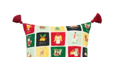 C & F Home C&f Home Alphabet Grid Printed & Embellished Christmas Throw Pillow In Green