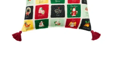 C & F Home C&f Home Alphabet Grid Printed & Embellished Christmas Throw Pillow In Green