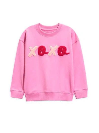 Preppy Goose Hugs And Kisses Applique Sweatshirt In Pink