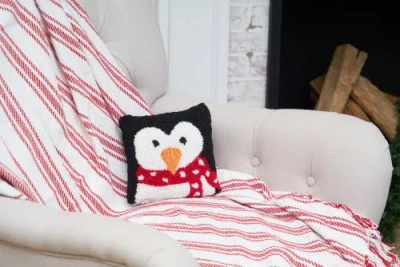 C & F Home C&f Home Penguin Small Throw Christmas Throw Pillow, 8" X 8" In Black