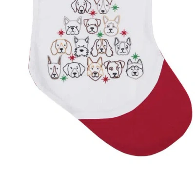 C & F Home C&f Home Dog Themed Embroidered Christmas Stocking On White Background With Red Cuff Features Dog Fa In Red