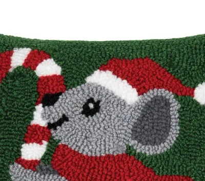 C & F Home C&f Home Christmas Mouse Hooked Pillow, 12" X 12" In Green