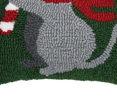 C & F Home C&f Home Christmas Mouse Hooked Pillow, 12" X 12" In Green
