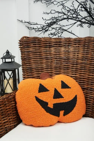 C & F Home C&f Home Jack O' Lantern Pumpkin Shaped Halloween Hooked Accent Throw Pillow 16" X 18" In Orange