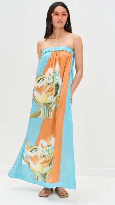 Dur Doux Kesi Strapless Maxi Dress Golden Hour In Multi