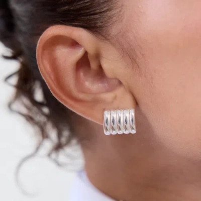 Heaven Mayhem Clemmie Multi Row Stud Earrings In Silver