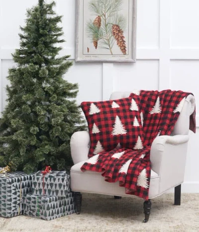C & F Home C&f Home Pine Trees On Plaid Christmas Pillow, 20" X 20" In Red