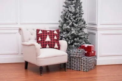 C & F Home C&f Home Pine Trees On Plaid Christmas Pillow, 20" X 20" In Red