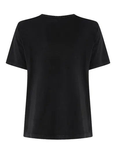 Pinko T-shirt With Flowers Embroidery In Black