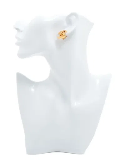 Pre-owned Chanel 1995 Interlocking Cc Turn-lock Earrings In Gold