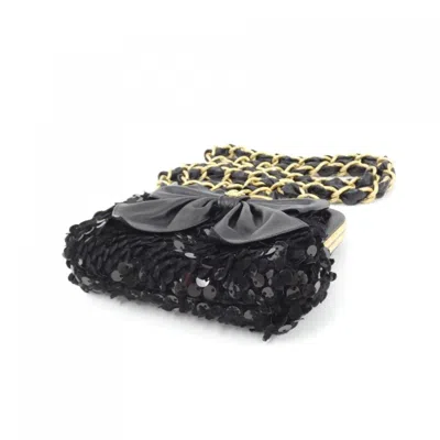 Pre-owned Chanel Black Tweed Spangles Clutch Bag ()